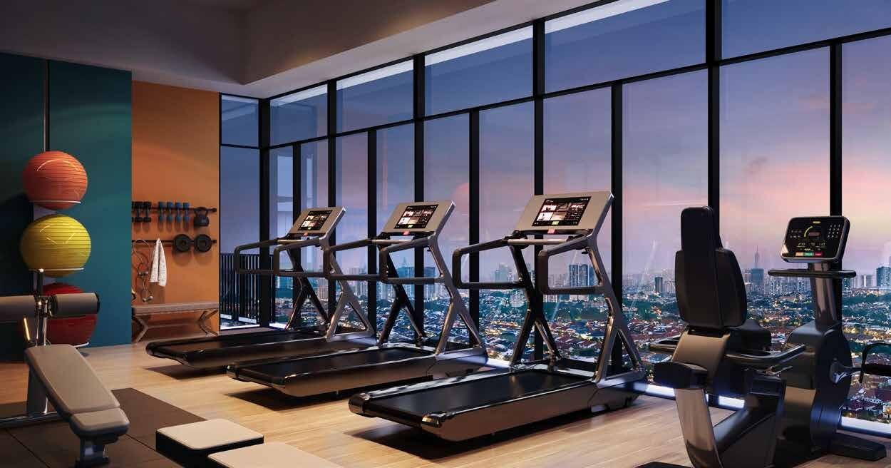 Gymnasium with city views at Aras Residences