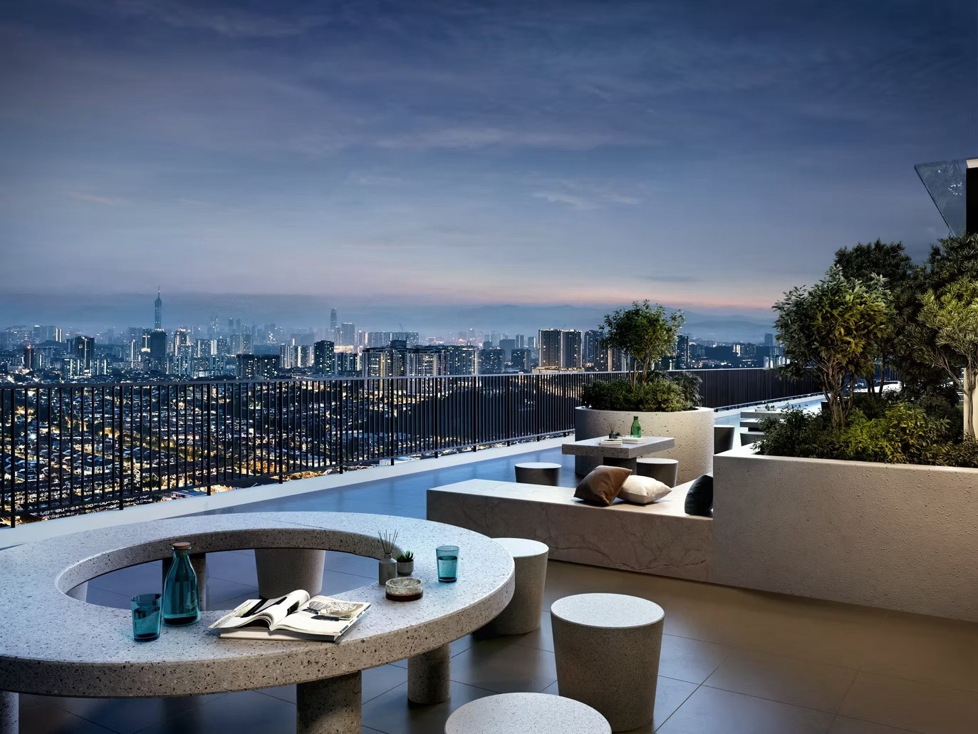 Sky terrace with KL skyline view at Aras Residences